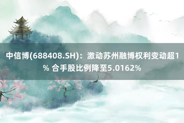 中信博(688408.SH)：激动苏州融博权利变动超1% 合手股比例降至5.0162%