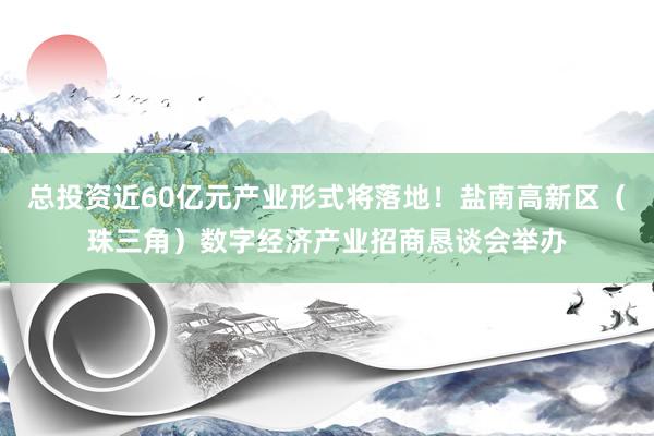 总投资近60亿元产业形式将落地！盐南高新区（珠三角）数字经济产业招商恳谈会举办