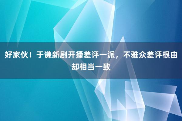 好家伙！于谦新剧开播差评一派，不雅众差评根由却相当一致