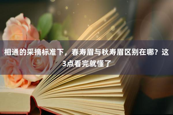 相通的采摘标准下，春寿眉与秋寿眉区别在哪？这3点看完就懂了