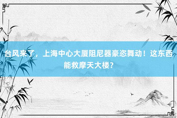 台风来了，上海中心大厦阻尼器豪恣舞动！这东西能救摩天大楼？