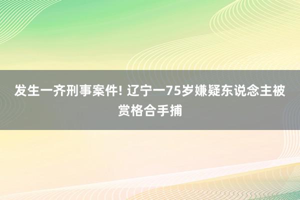 发生一齐刑事案件! 辽宁一75岁嫌疑东说念主被赏格合手捕